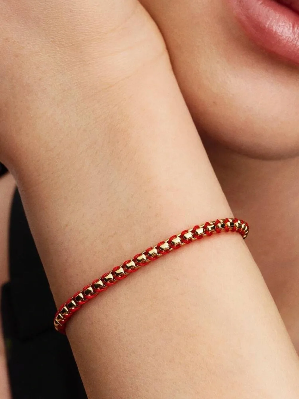 Pandora Red Cord Snake Chain Bracelet